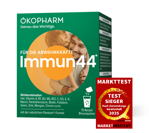Immun 44 Brausepulver Produktbild mit Testsiegel