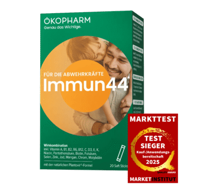 Immun44 Saft Sticks Produktbild mit Siegel