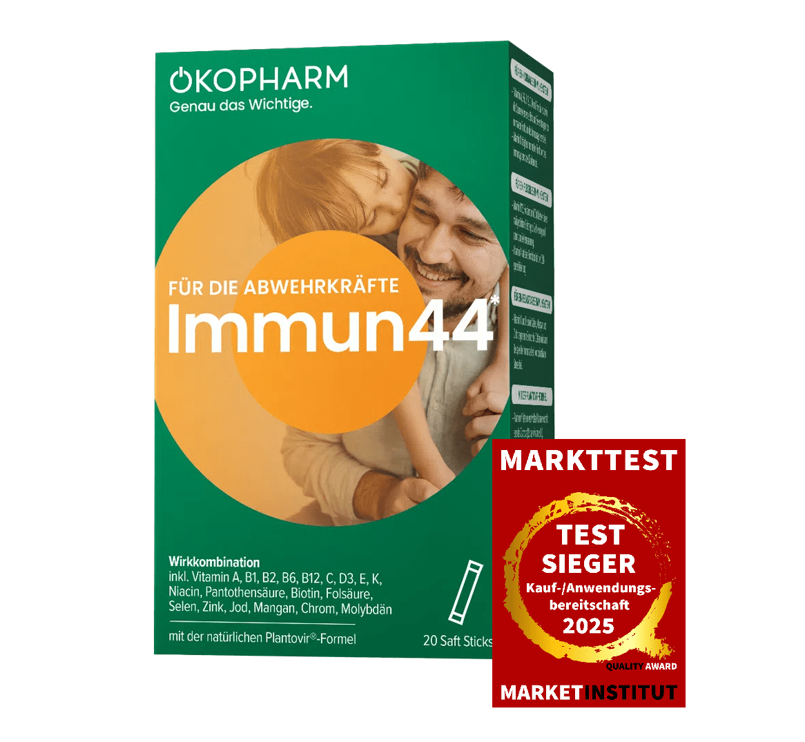Immun44 Saft Sticks Produktbild mit Siegel