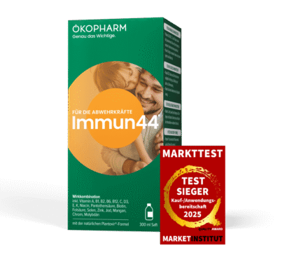 Immun44 300ml Saft Produktbild mit Testsiegel
