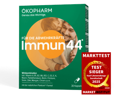 Immun 44 Kapseln Produktbild mit Testsiegel