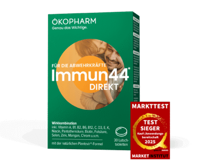 Immun44 Lutschtabletten mit Markettest Siegel