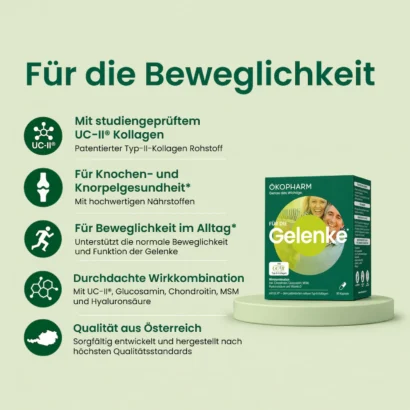 Für die Beweglichkeit: mit studiengeprüften UC-2-Kollagen, für Beweglichkeit im Alltag