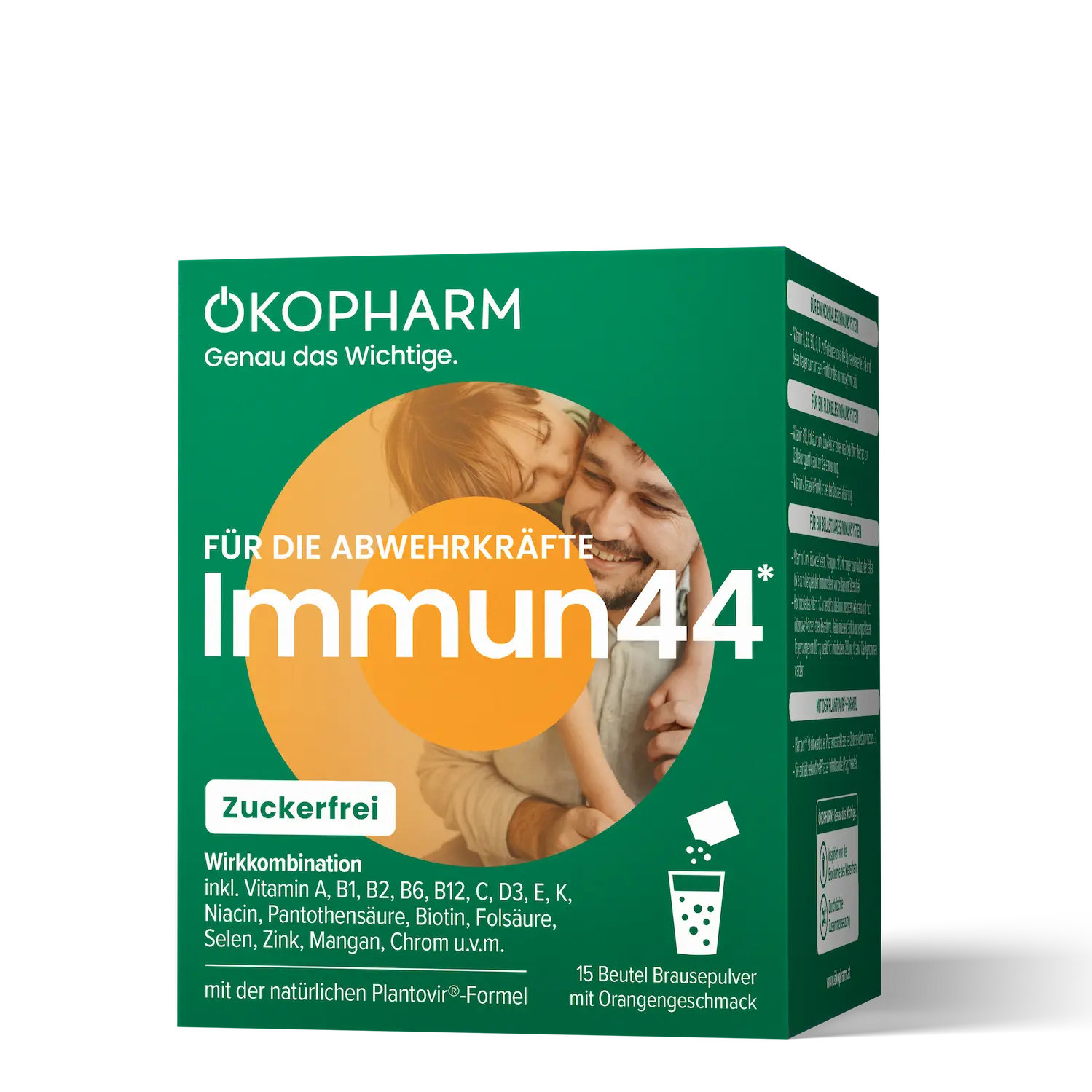 ÖKOPHARM Immun44 Brausepulver - Für die Abwehrkräfte, 15 Beutel